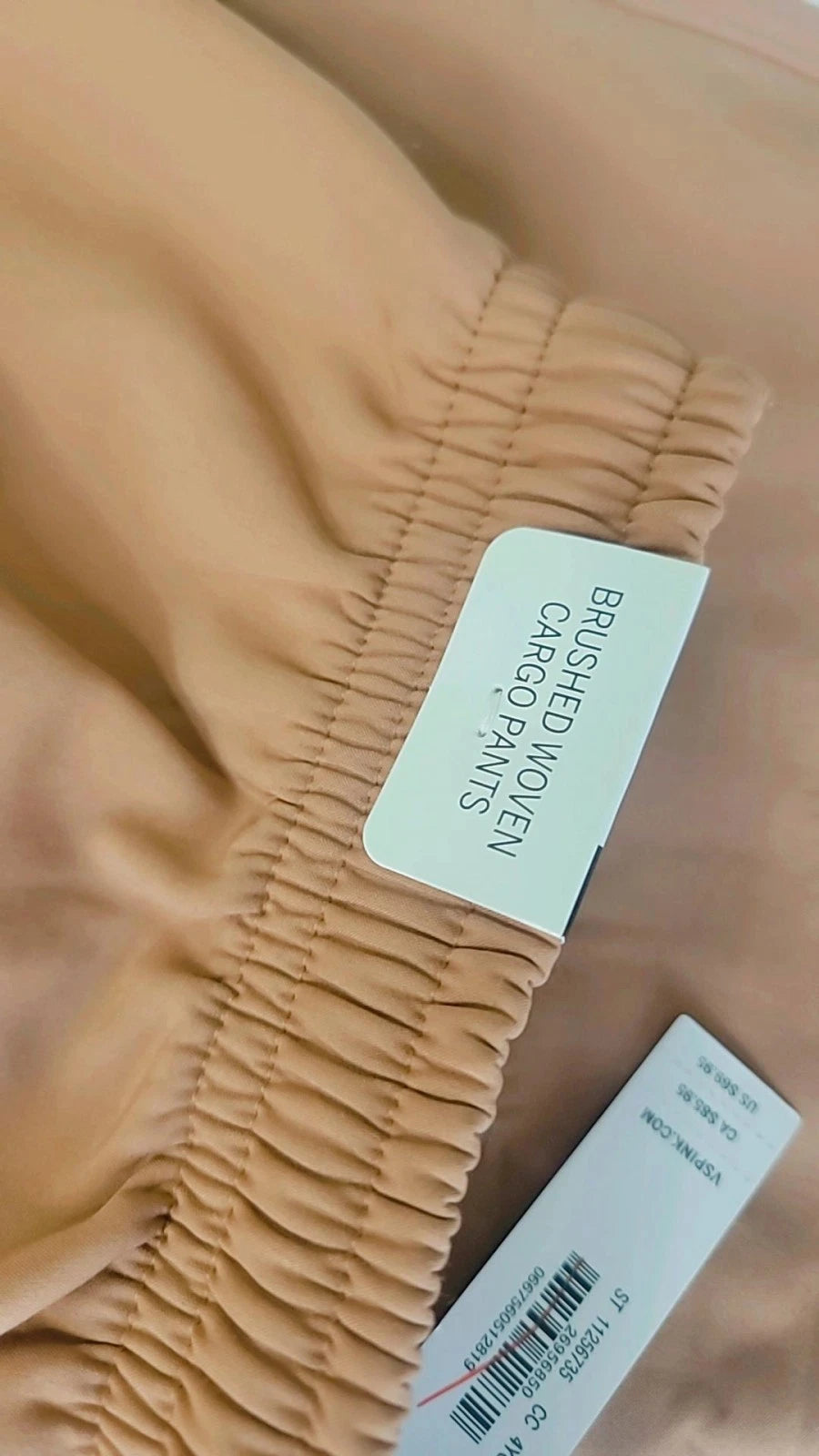 Pantalones cargo de tejido cepillado Victoria's Secret Pink, nuevos con etiqueta, forro color caramelo