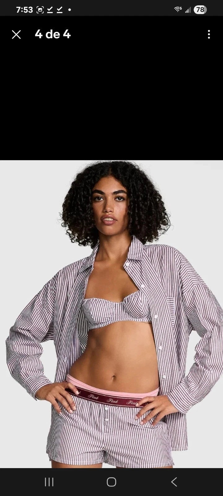 Camisola de dormir rosa Victoria's Secret, estilo boyfriend, tamanho grande