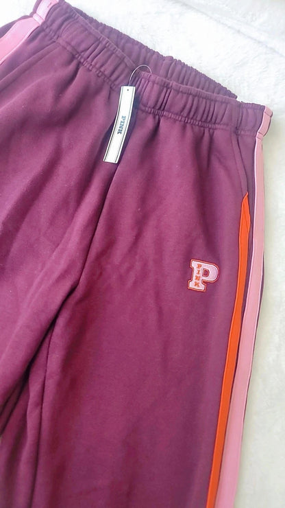 Calça de moletom Victoria's Secret Pink, modelo Ivy Fleece, corte reto e modelagem relaxada.