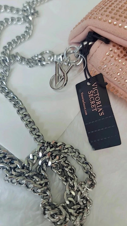 Bolsa transversal mini da Victoria's Secret, cor ouro rosa, fecho magnético.