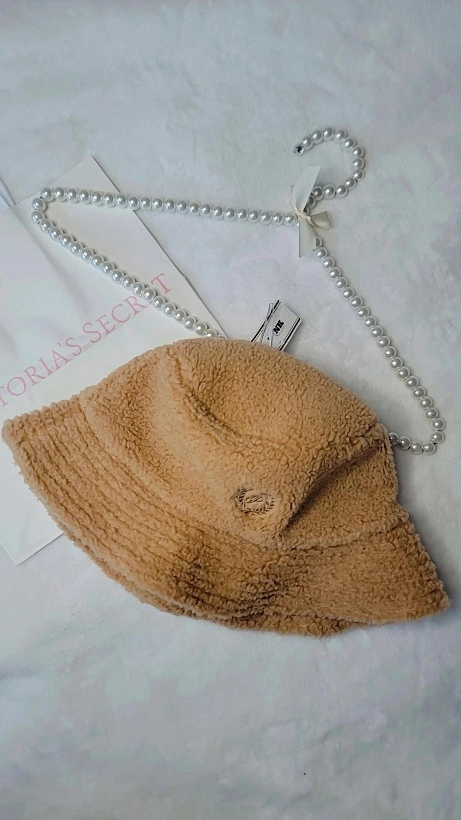 Victoria's Secret pink adult Soft plush teddy bucket hat One size