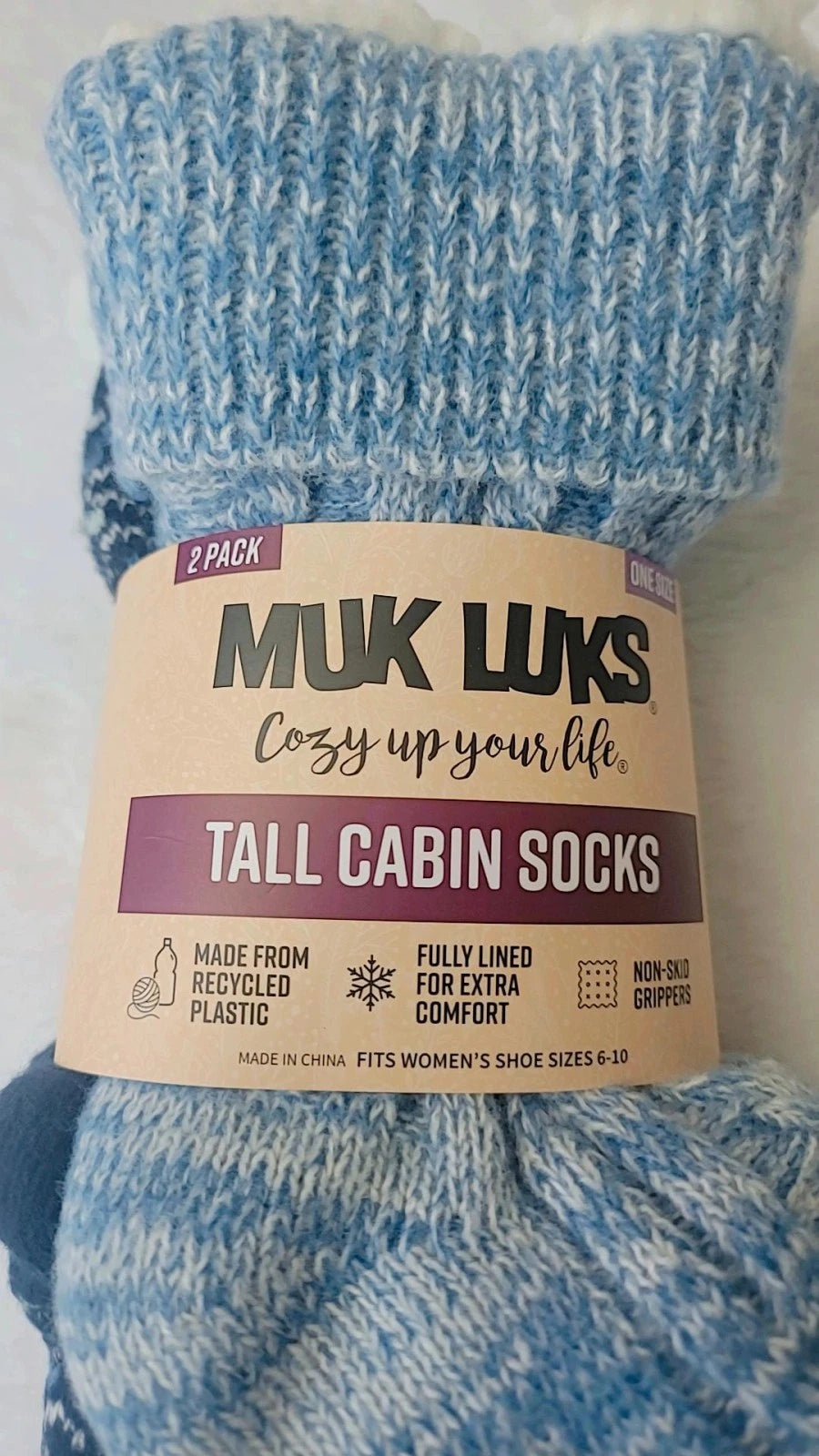 Calcetines altos Muk Luks Cabin, paquete de 2, tallas para mujer 6-10